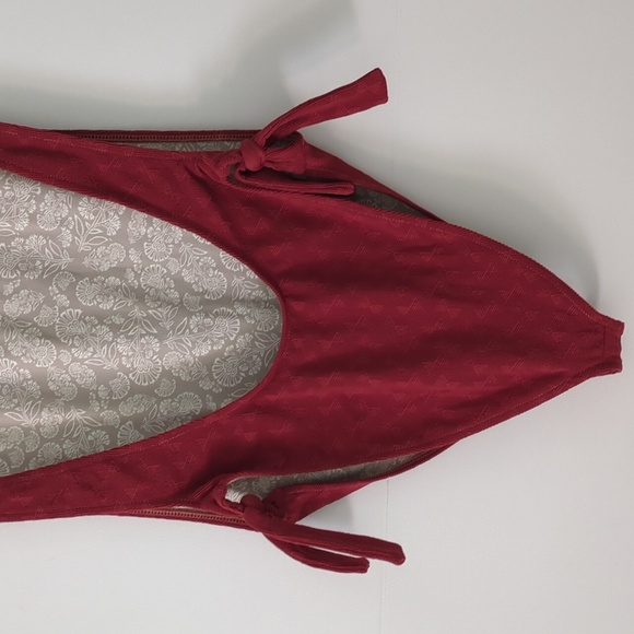 Free People Pamela Burgundy Red Pull On Style One-Piece Beach Pool Swimsuit XL - Picture 9 of 12
